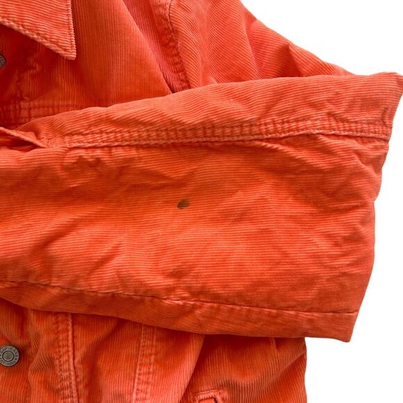 Vintage Y2K GAP Orange Corduroy Sherpa Lined Trucker Jacket Women's XL Grunge - Picture 8 of 14
